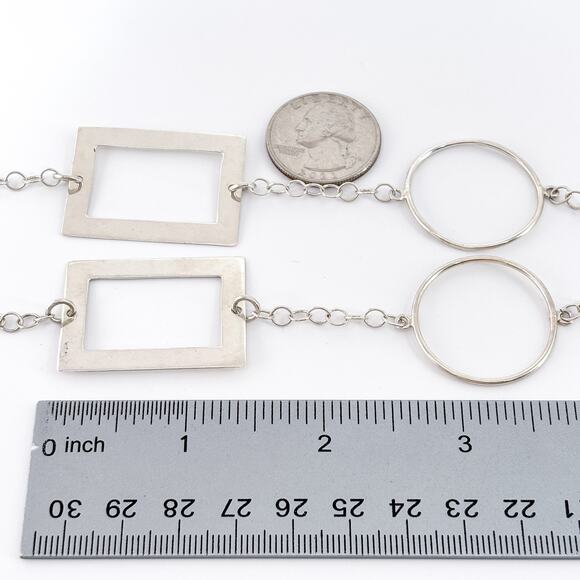 Vintage Geometric Link Sterling Silver Statement Necklace 36” - Picture 3 of 5